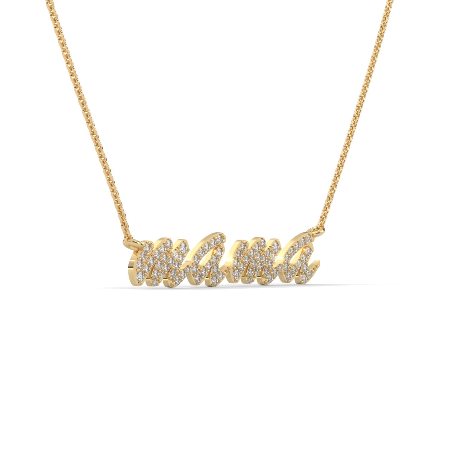 Lab-Grown Diamond Pavé “Mama” Pendant in Yellow Gold