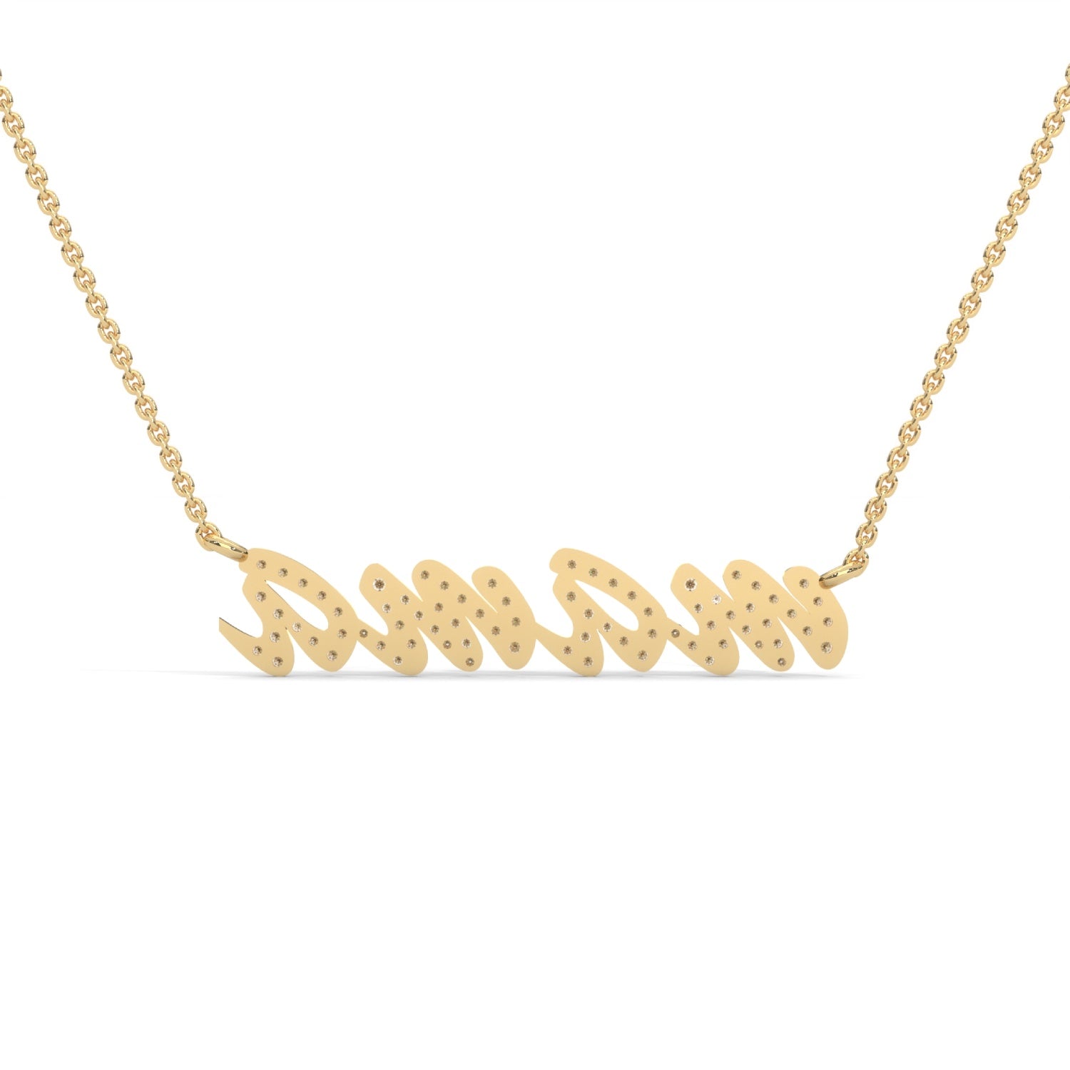 Lab-Grown Diamond Pavé “Mama” Pendant in Yellow Gold