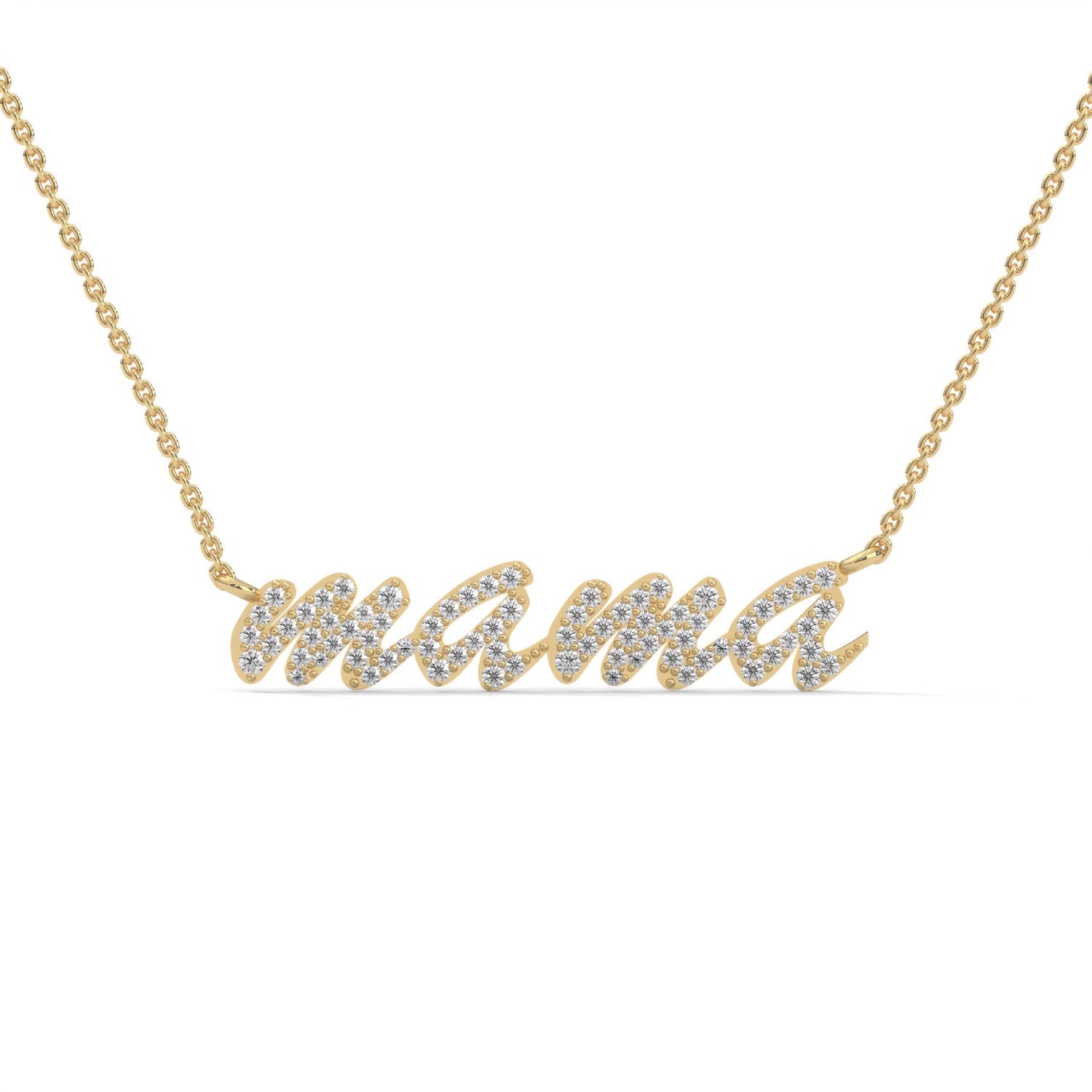 Lab-Grown Diamond Pavé “Mama” Pendant in Yellow Gold