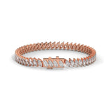 Marquise Cut Lab-Grown Diamond Angled Tennis Bracelet in Rose Gold