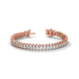 Marquise Cut Lab-Grown Diamond Angled Tennis Bracelet in Rose Gold