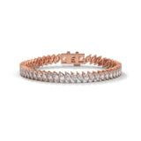 Marquise Cut Lab-Grown Diamond Angled Tennis Bracelet in Rose Gold