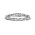 Marquise Cut Lab-Grown Diamond Angled Tennis Bracelet in White Gold