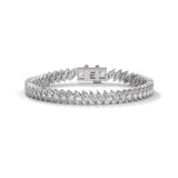 Marquise Cut Lab-Grown Diamond Angled Tennis Bracelet in White Gold