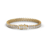 Marquise Cut Lab-Grown Diamond Angled Tennis Bracelet in Yellow Gold