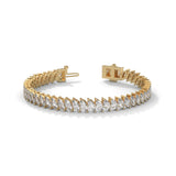 Marquise Cut Lab-Grown Diamond Angled Tennis Bracelet in Yellow Gold