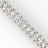 Marquise Cut Lab-Grown Diamond Angled Tennis Bracelet in Yellow Gold