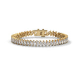 Marquise Cut Lab-Grown Diamond Angled Tennis Bracelet in Yellow Gold