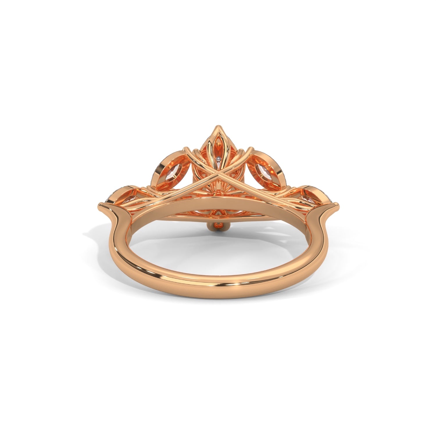 Marquise Cut Lab-Grown Diamond Floral Engagement Ring in Rose Gold