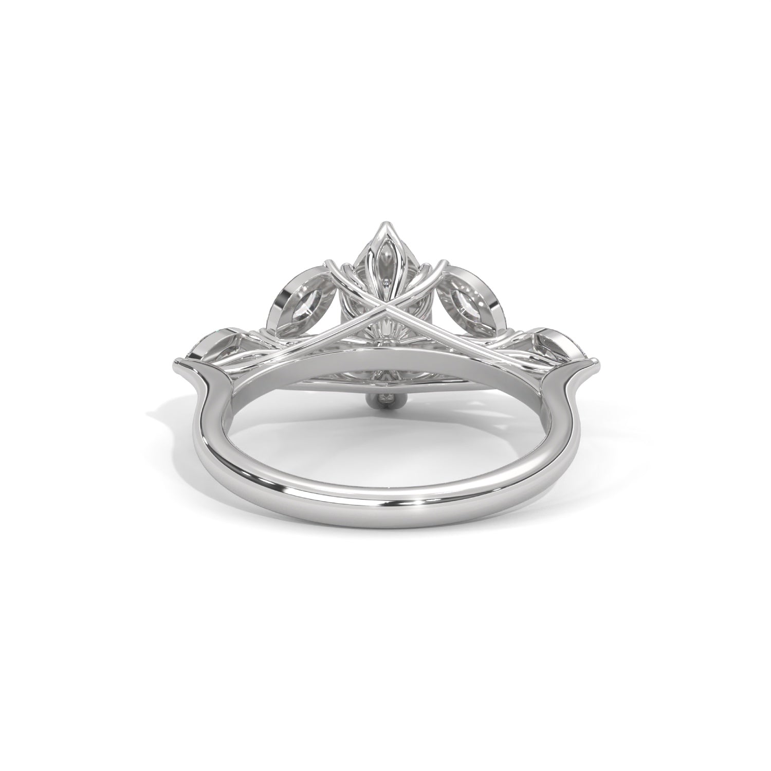 Marquise Cut Lab-Grown Diamond Floral Engagement Ring in White Gold