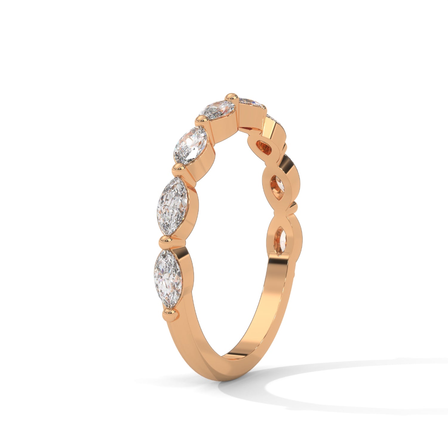 Marquise Cut Lab-Grown Diamond Half-Eternity Ring in Rose Gold