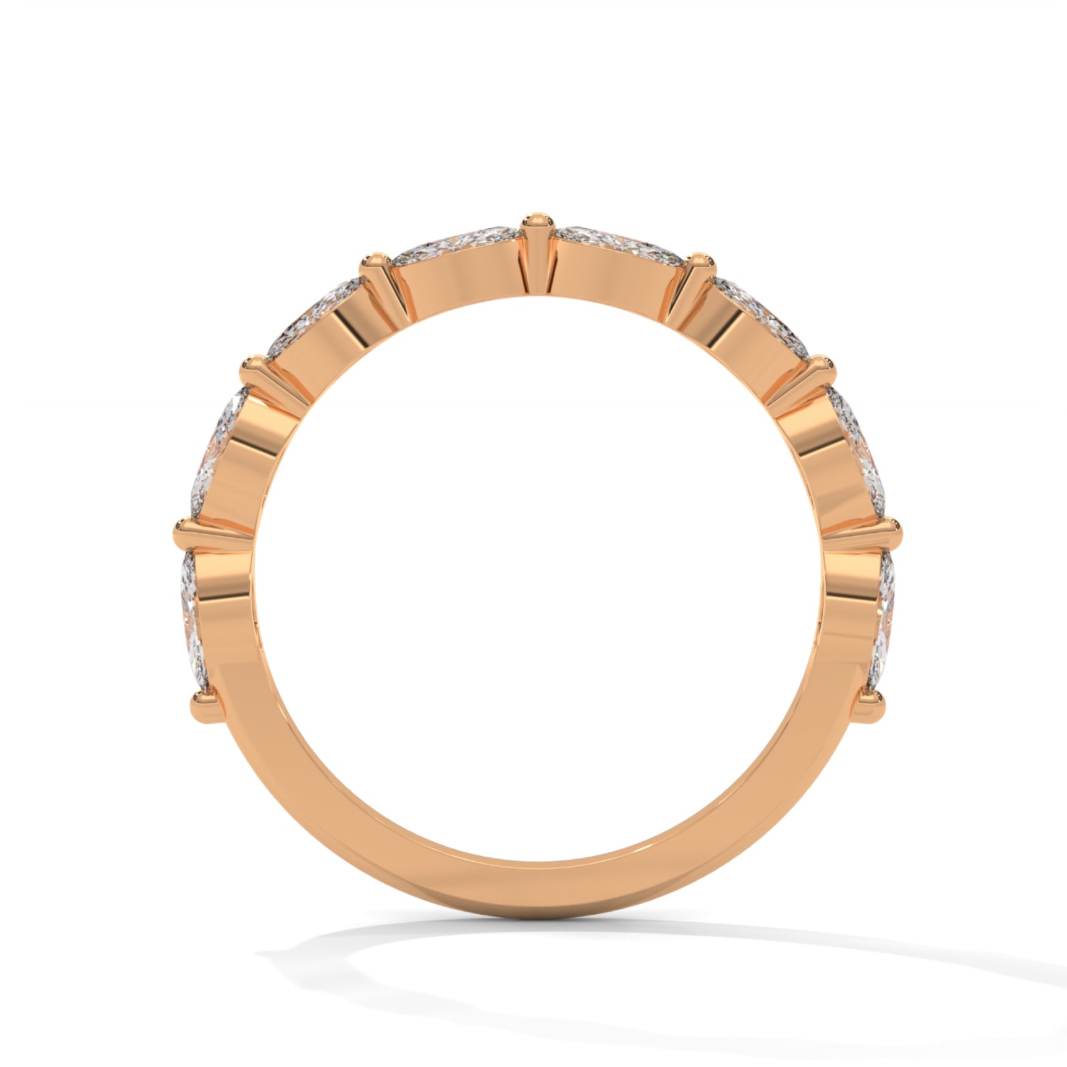 Marquise Cut Lab-Grown Diamond Half-Eternity Ring in Rose Gold