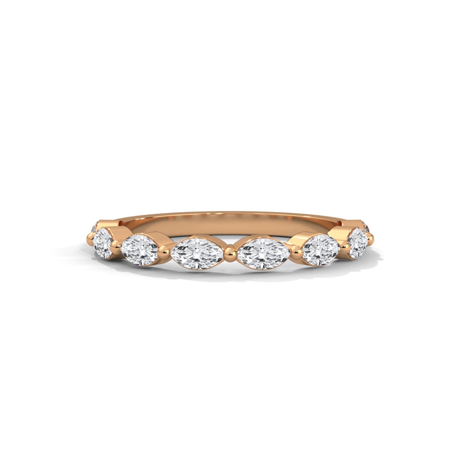 Marquise Cut Lab-Grown Diamond Half-Eternity Ring in Rose Gold