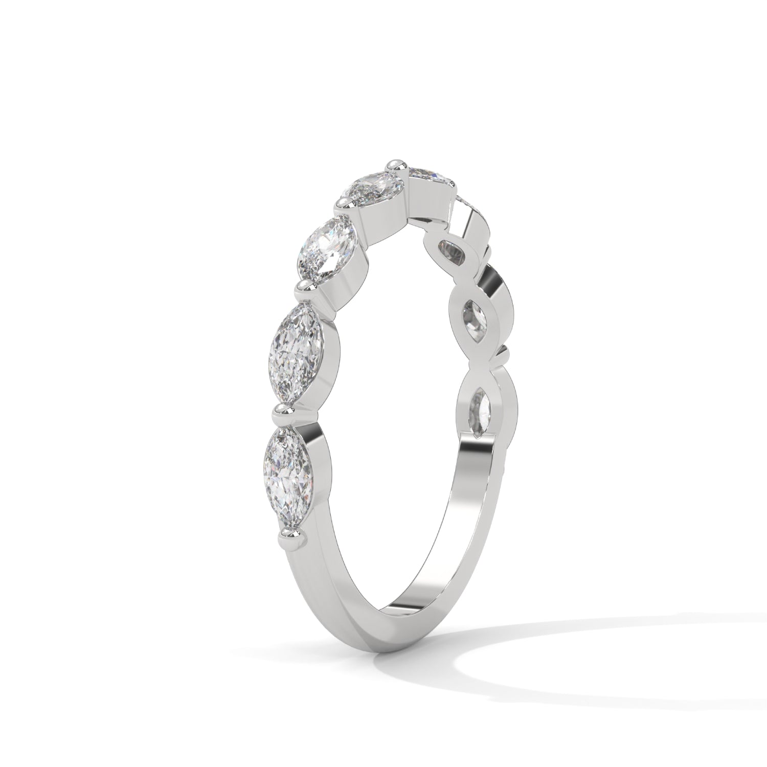 Marquise Cut Lab-Grown Diamond Half-Eternity Ring in White Gold