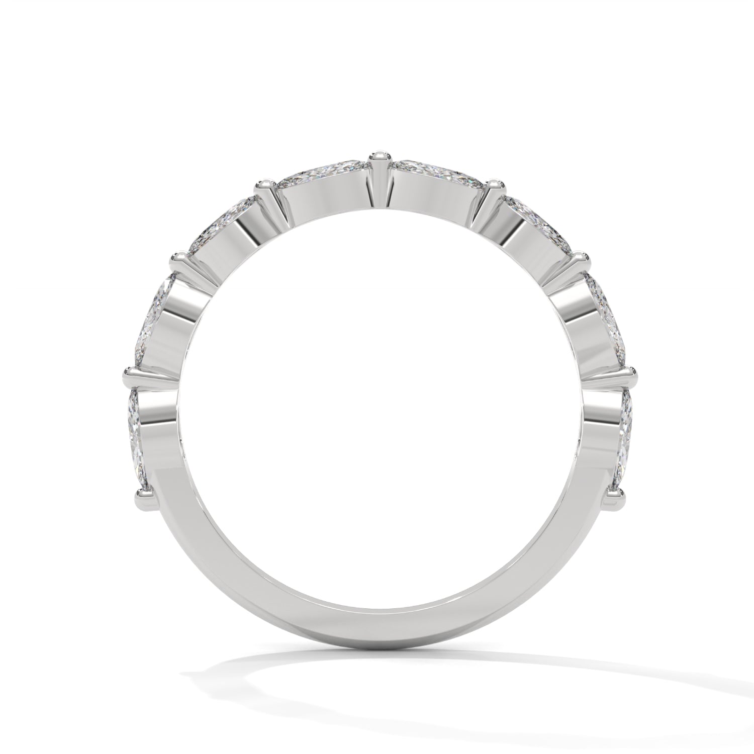 Marquise Cut Lab-Grown Diamond Half-Eternity Ring in White Gold