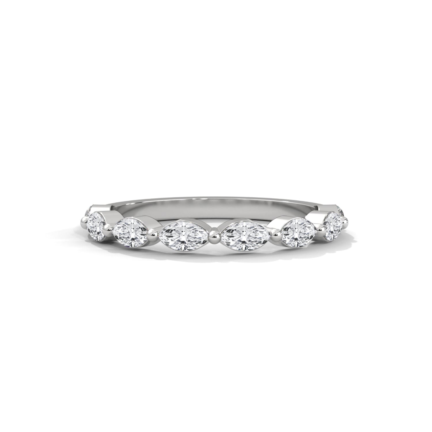 Marquise Cut Lab-Grown Diamond Half-Eternity Ring in White Gold