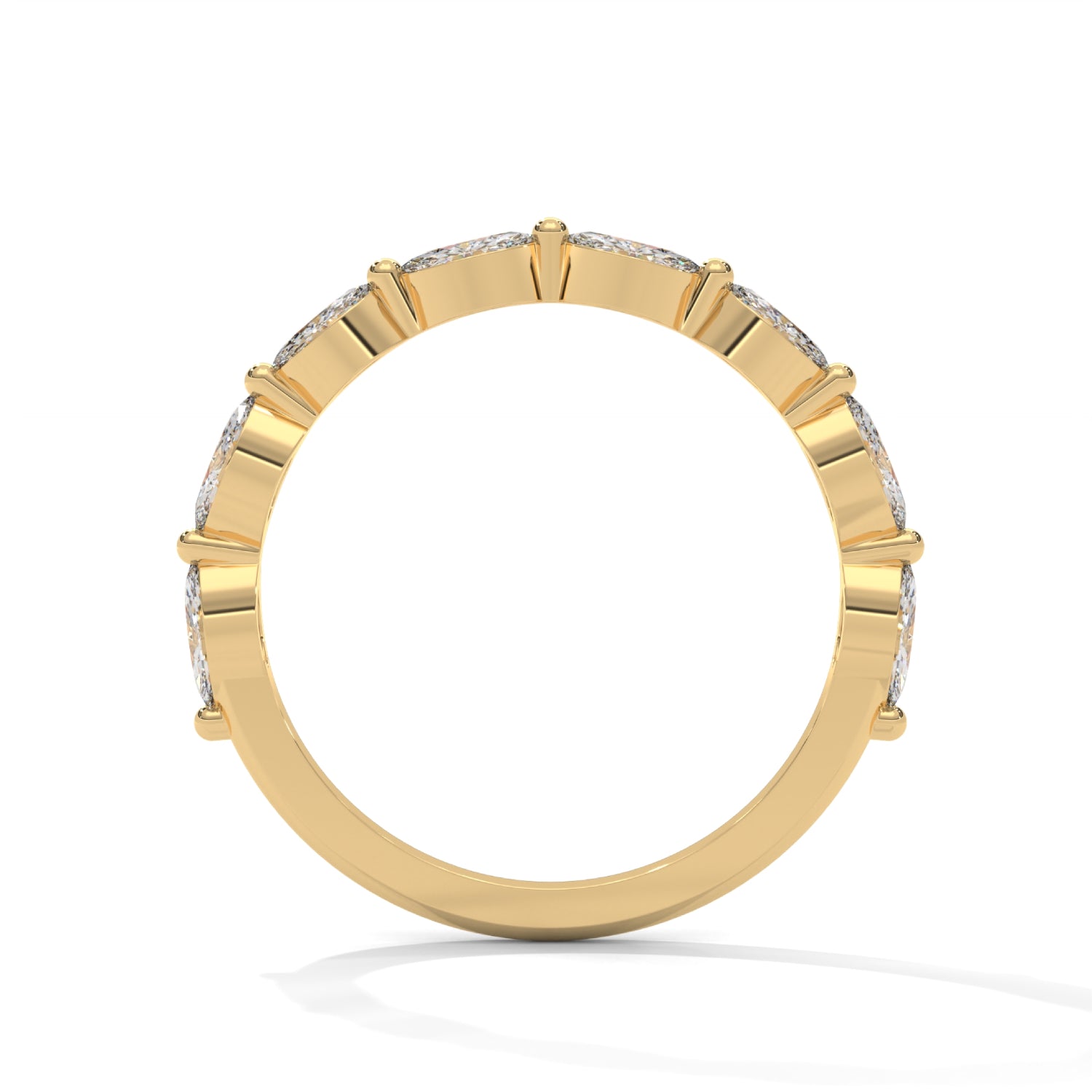 Marquise Cut Lab-Grown Diamond Half-Eternity Ring in Yellow Gold