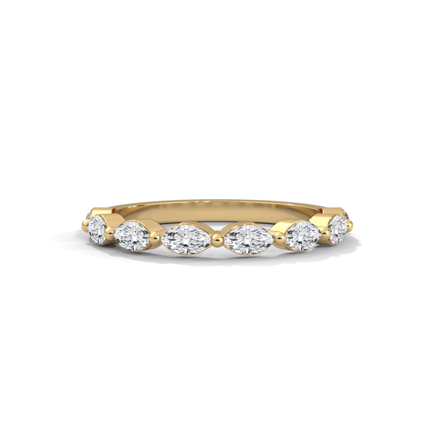 Marquise Cut Lab-Grown Diamond Half-Eternity Ring in Yellow Gold