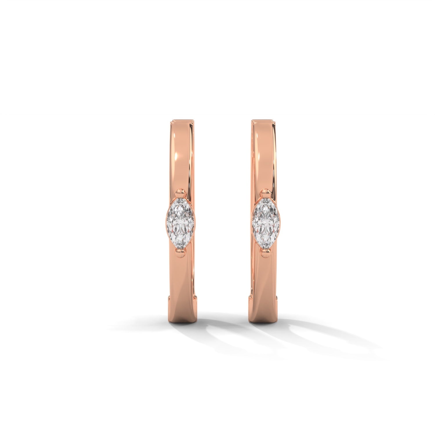 Marquise Cut Lab-Grown Diamond Huggie Hoop Earrings in Rose Gold
