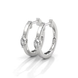 Marquise Cut Lab-Grown Diamond Huggie Hoop Earrings in White Gold