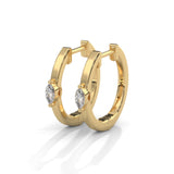 Marquise Cut Lab-Grown Diamond Huggie Hoop Earrings in Yellow Gold