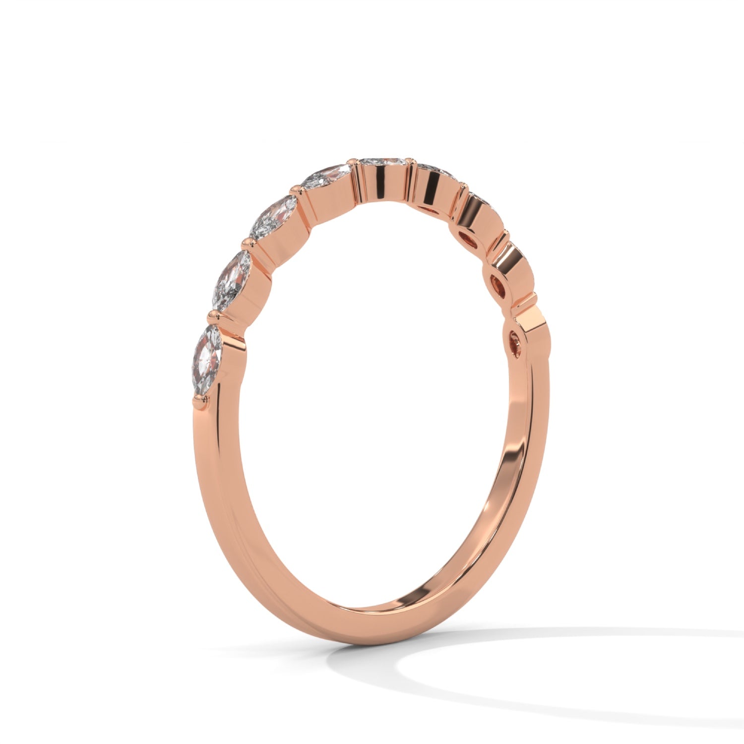 Marquise Cut Lab-Grown Diamond Stackable Ring in Rose Gold