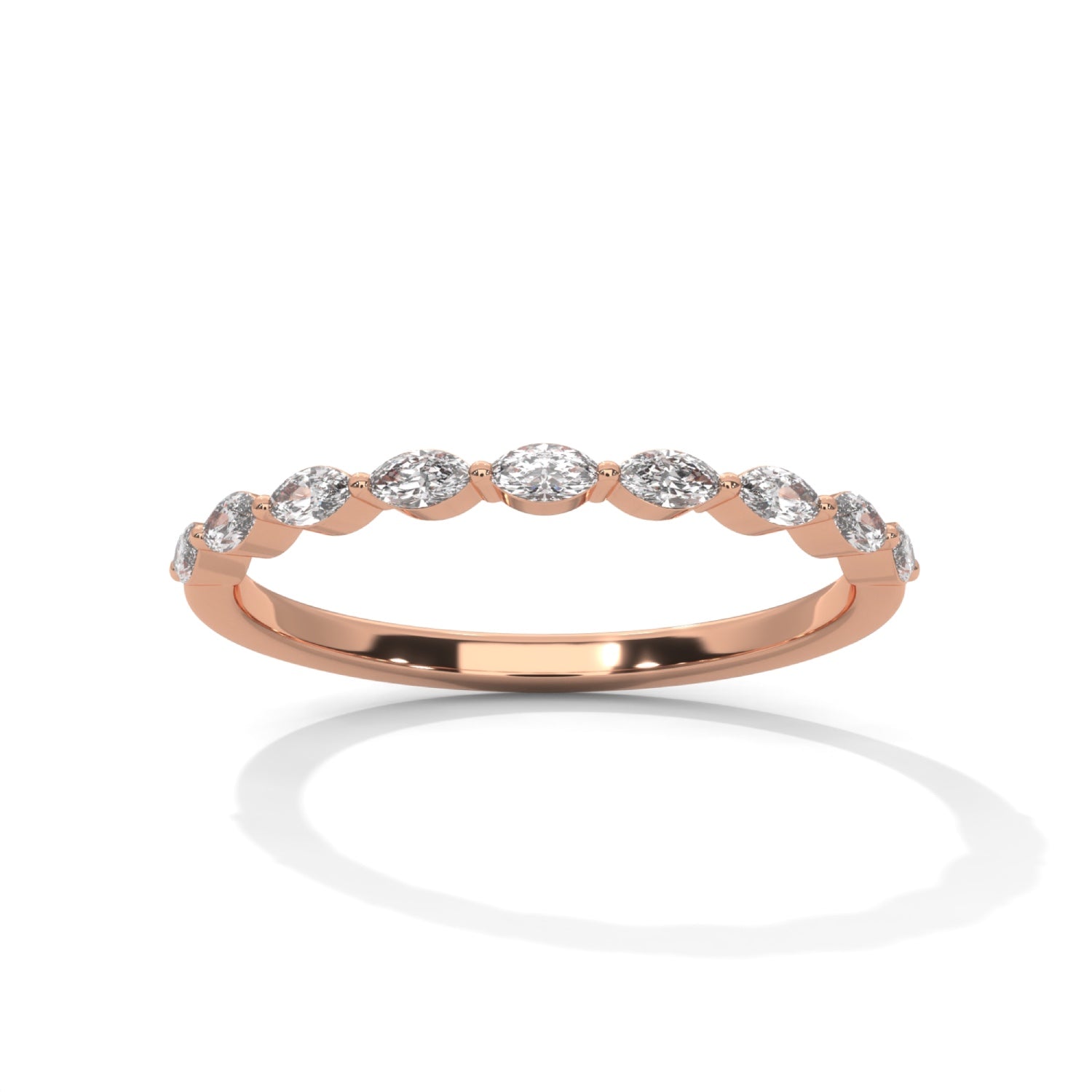 Marquise Cut Lab-Grown Diamond Stackable Ring in Rose Gold