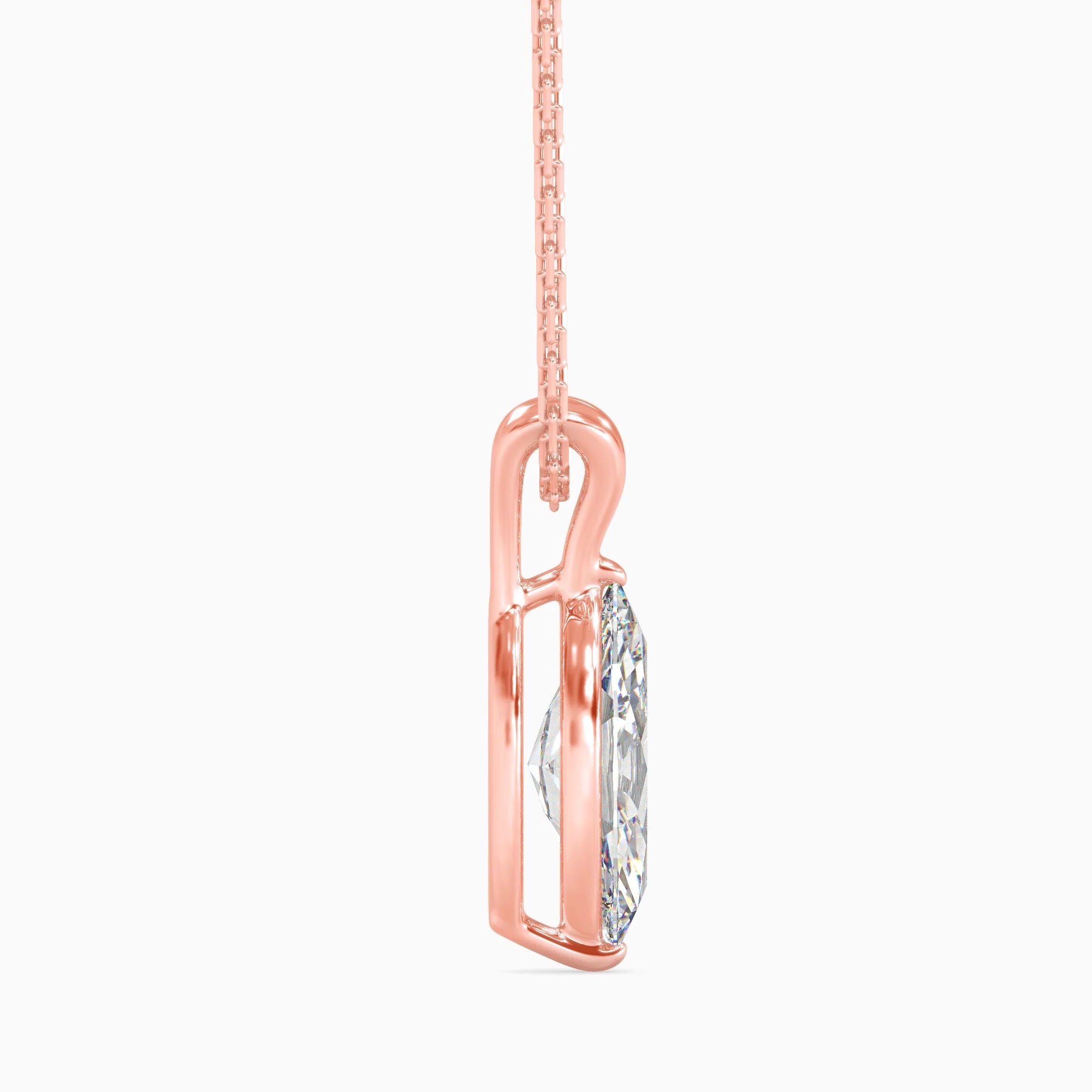 Marquise Cut Lab-Grown Diamond Solitaire Pendant in Rose Gold