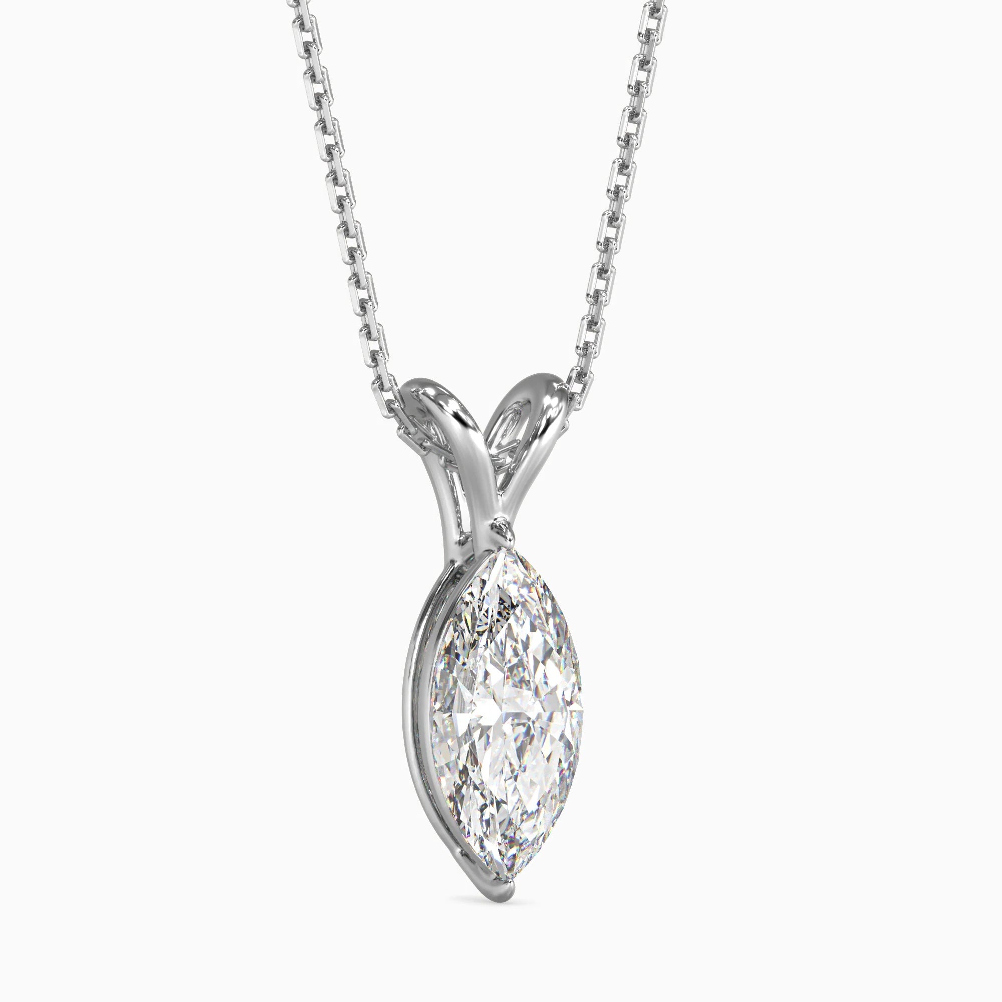 Marquise Cut Lab-Grown Diamond Solitaire Pendant in White Gold