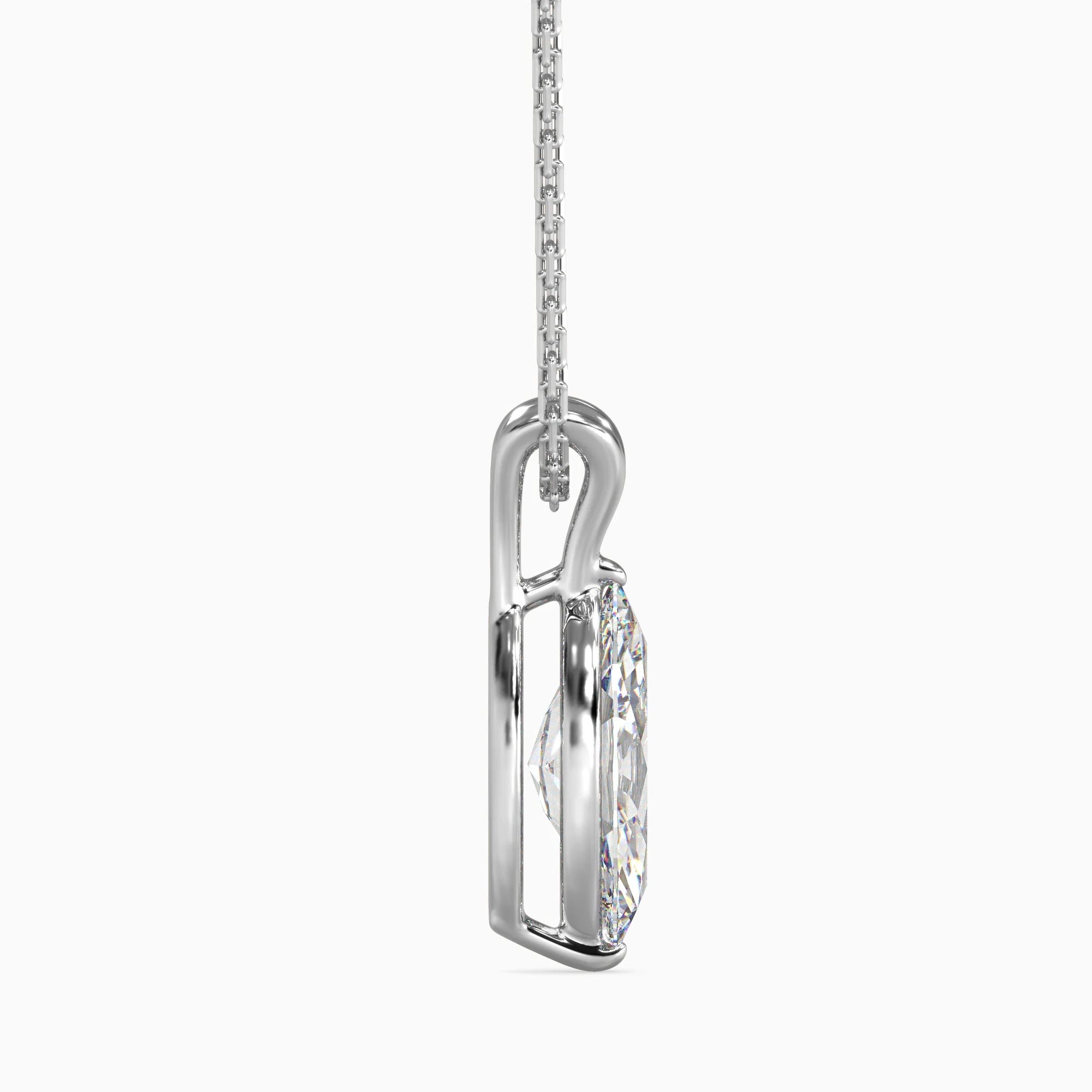 Marquise Cut Lab-Grown Diamond Solitaire Pendant in White Gold