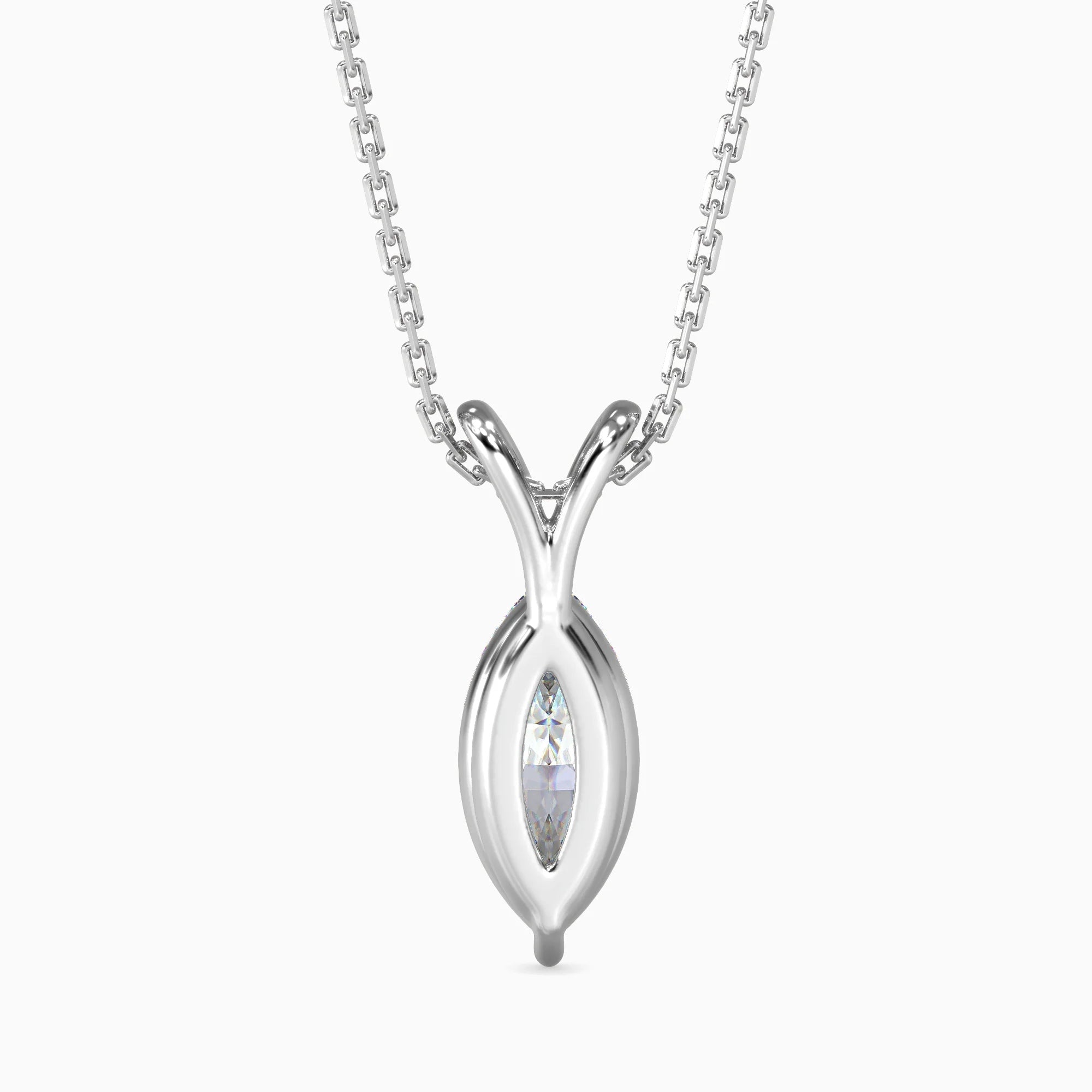 Marquise Cut Lab-Grown Diamond Solitaire Pendant in White Gold