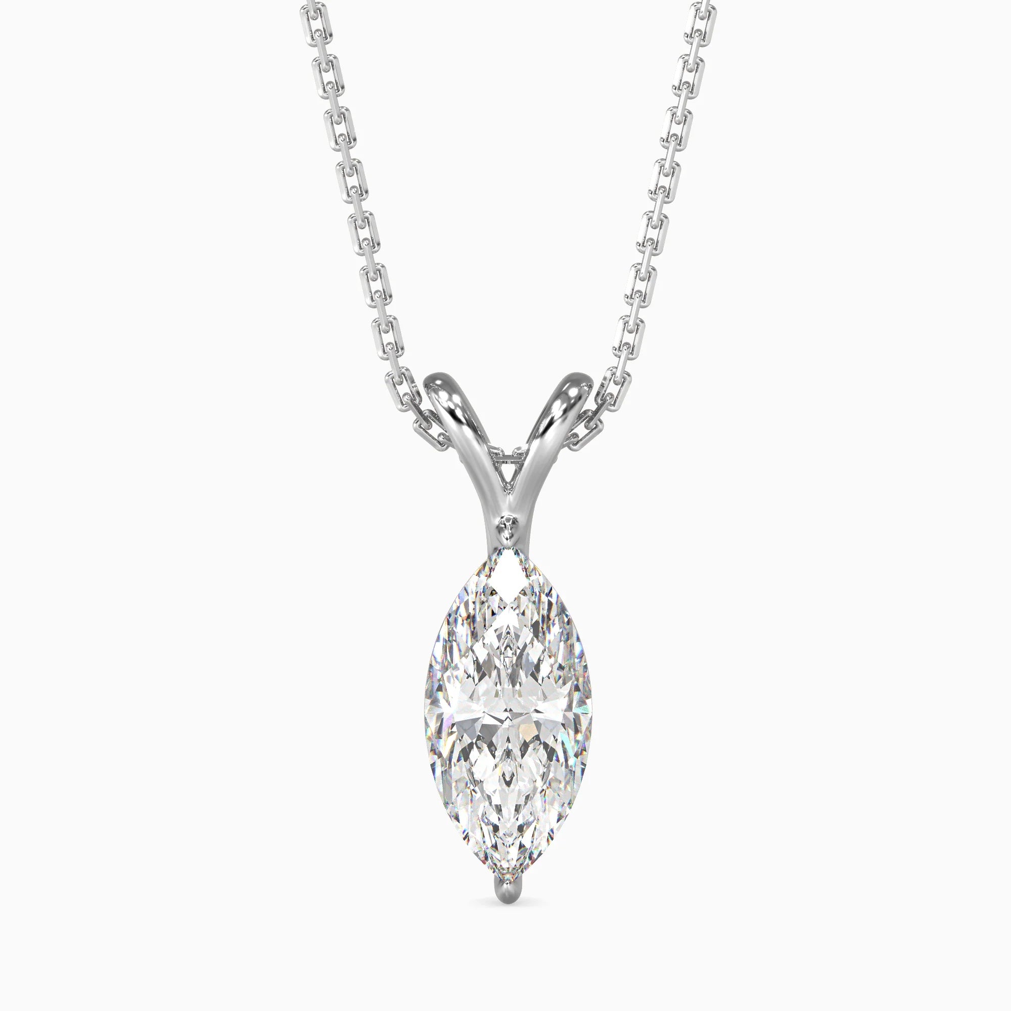 Marquise Cut Lab-Grown Diamond Solitaire Pendant in White Gold