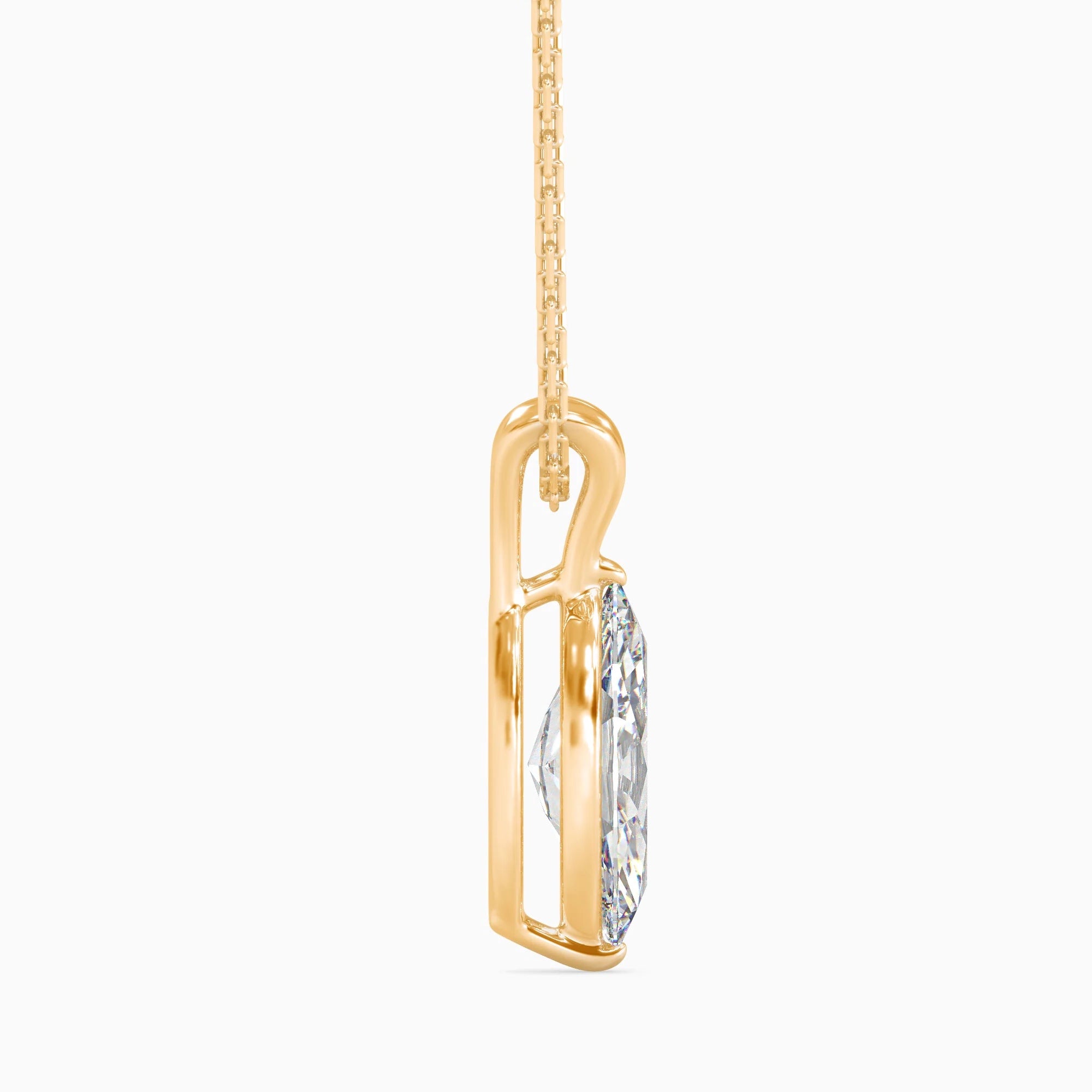 Marquise Cut Lab-Grown Diamond Solitaire Pendant in Yellow Gold