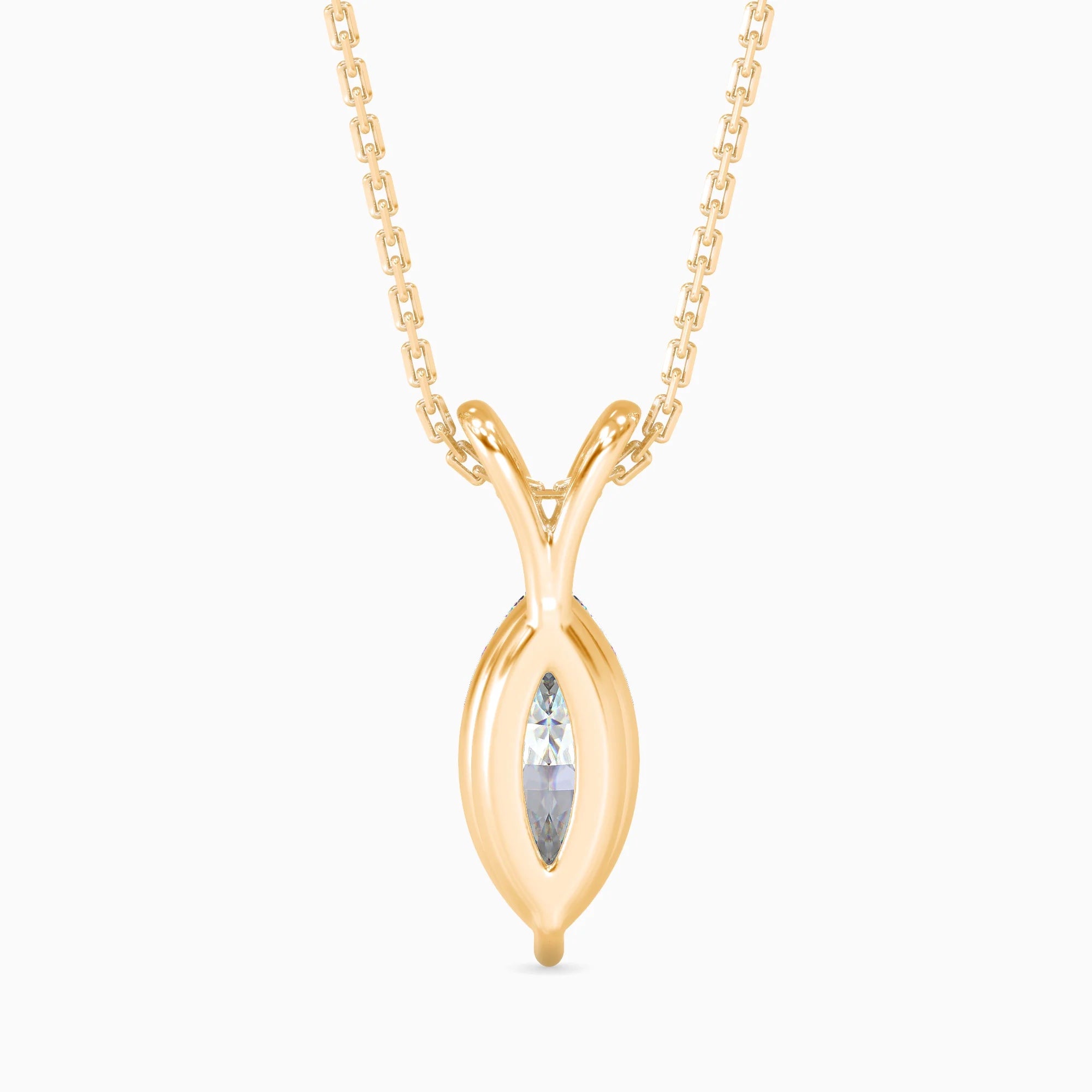 Marquise Cut Lab-Grown Diamond Solitaire Pendant in Yellow Gold