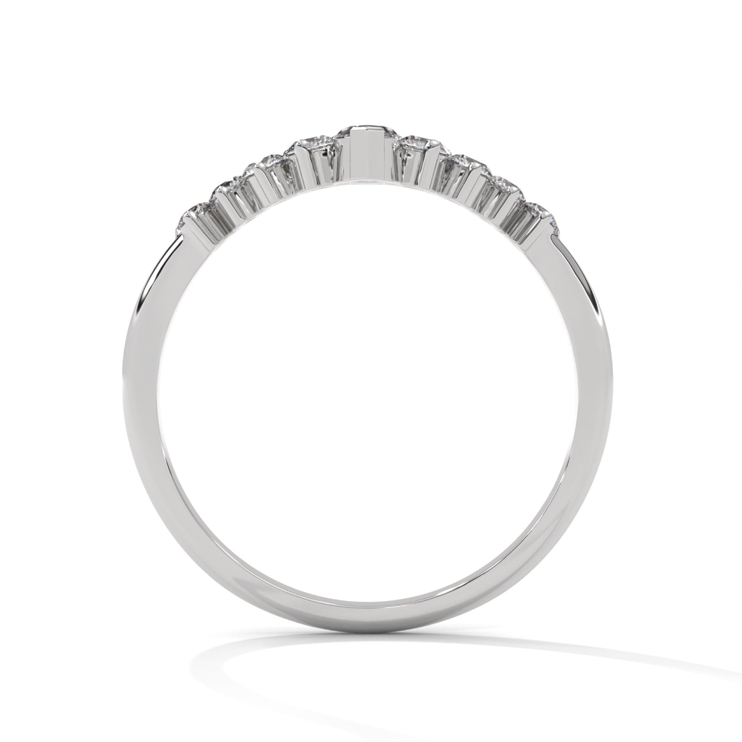 Marquise and Round Brilliant Cut Lab-Grown Diamond Chevron Wedding Ring in White Gold