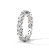 Marquise and Round Brilliant Cut Lab-Grown Diamond Eternity Ring in White Gold
