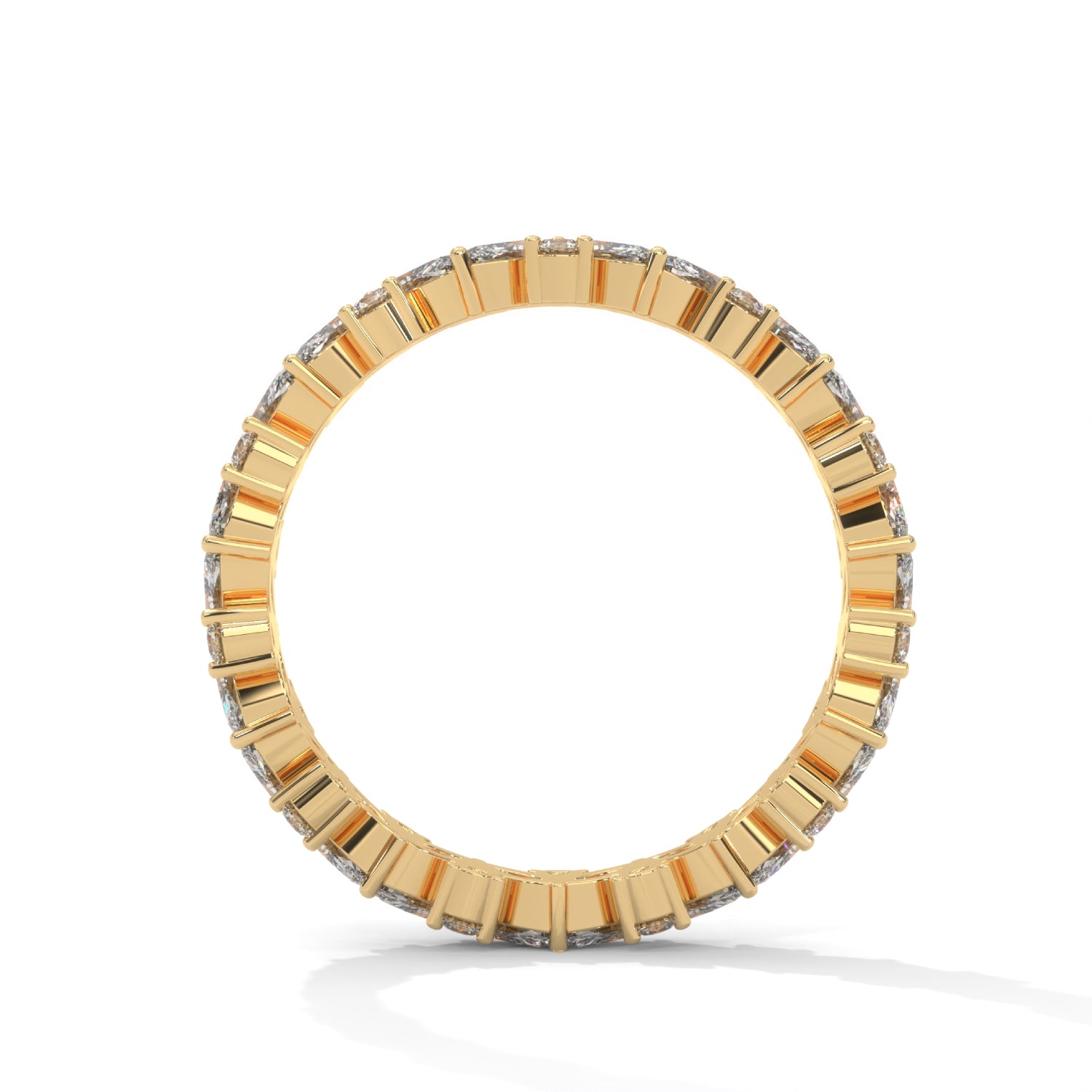 Marquise and Round Brilliant Cut Lab-Grown Diamond Eternity Ring in Yellow Gold