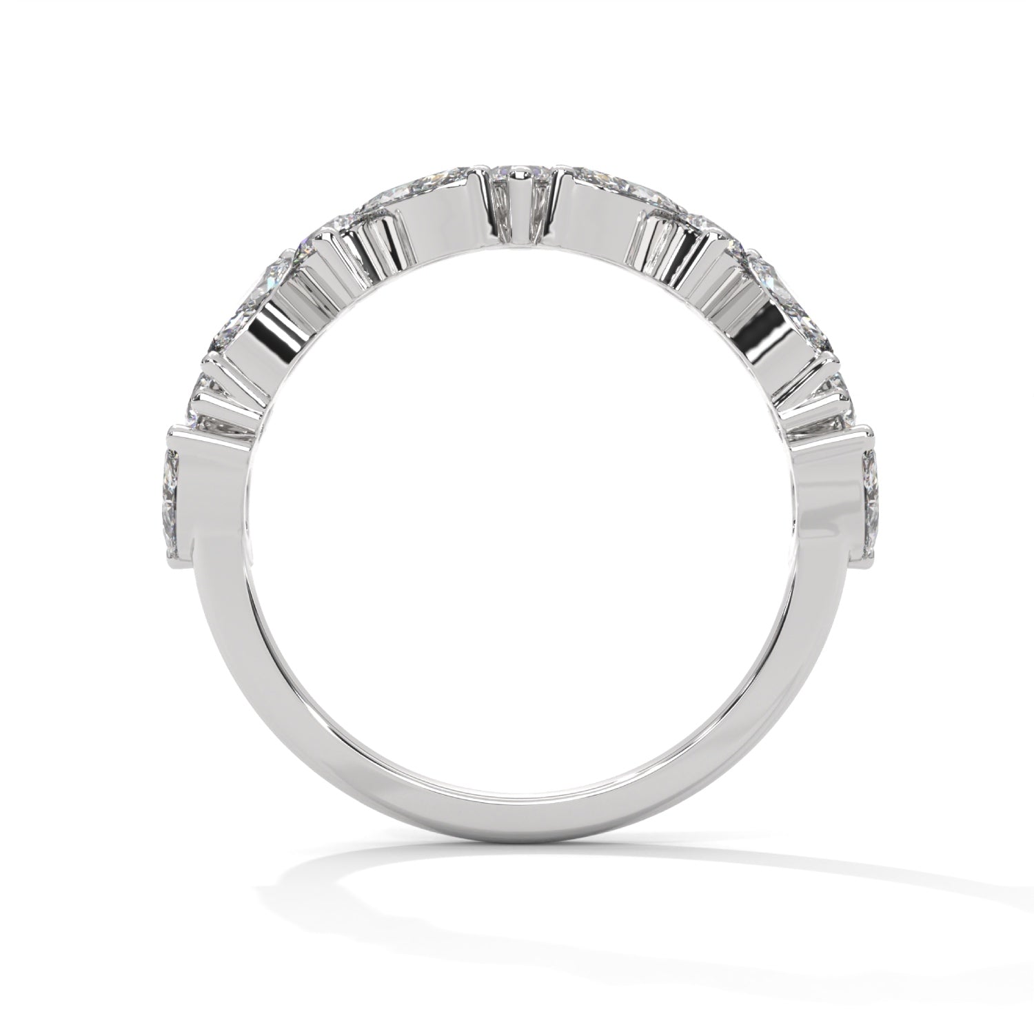 Marquise and Round Brilliant Cut Lab-Grown Diamond Half-Eternity Ring in White Gold