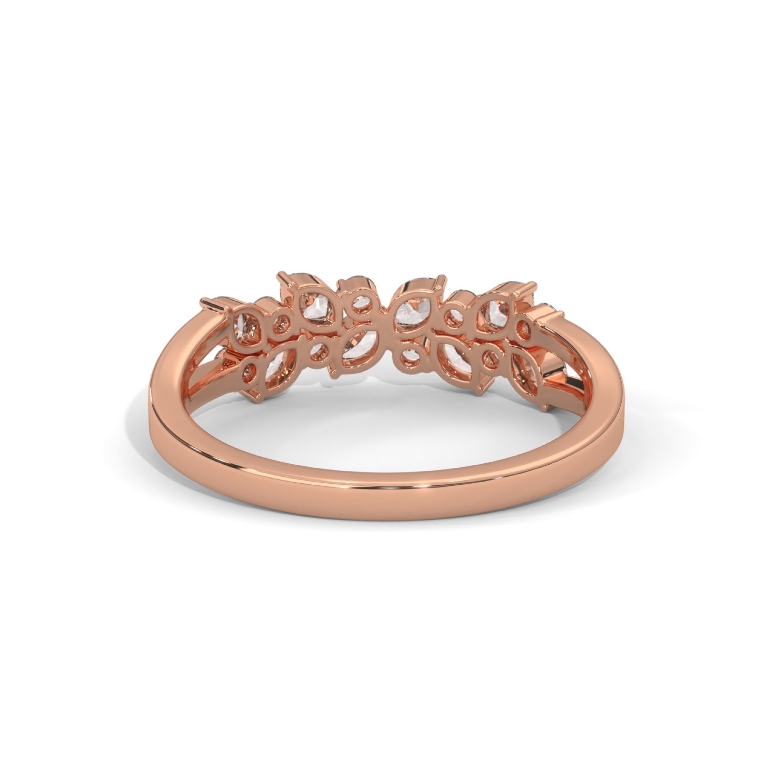 Marquise and Round Brilliant Cut Lab-Grown Diamond Stackable Cluster Ring in Rose Gold