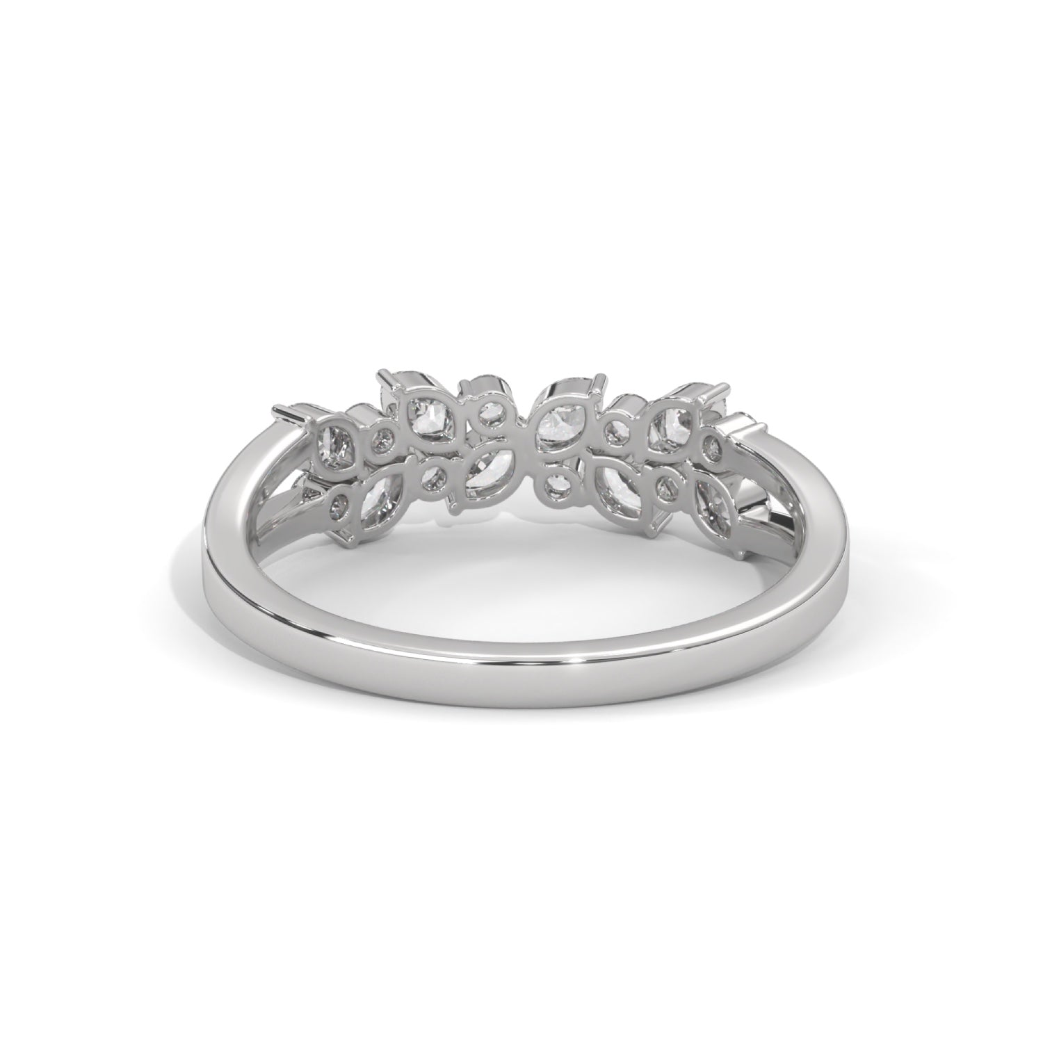 Marquise and Round Brilliant Cut Lab-Grown Diamond Stackable Cluster Ring in White Gold