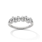 Marquise and Round Brilliant Cut Lab-Grown Diamond Stackable Cluster Ring in White Gold