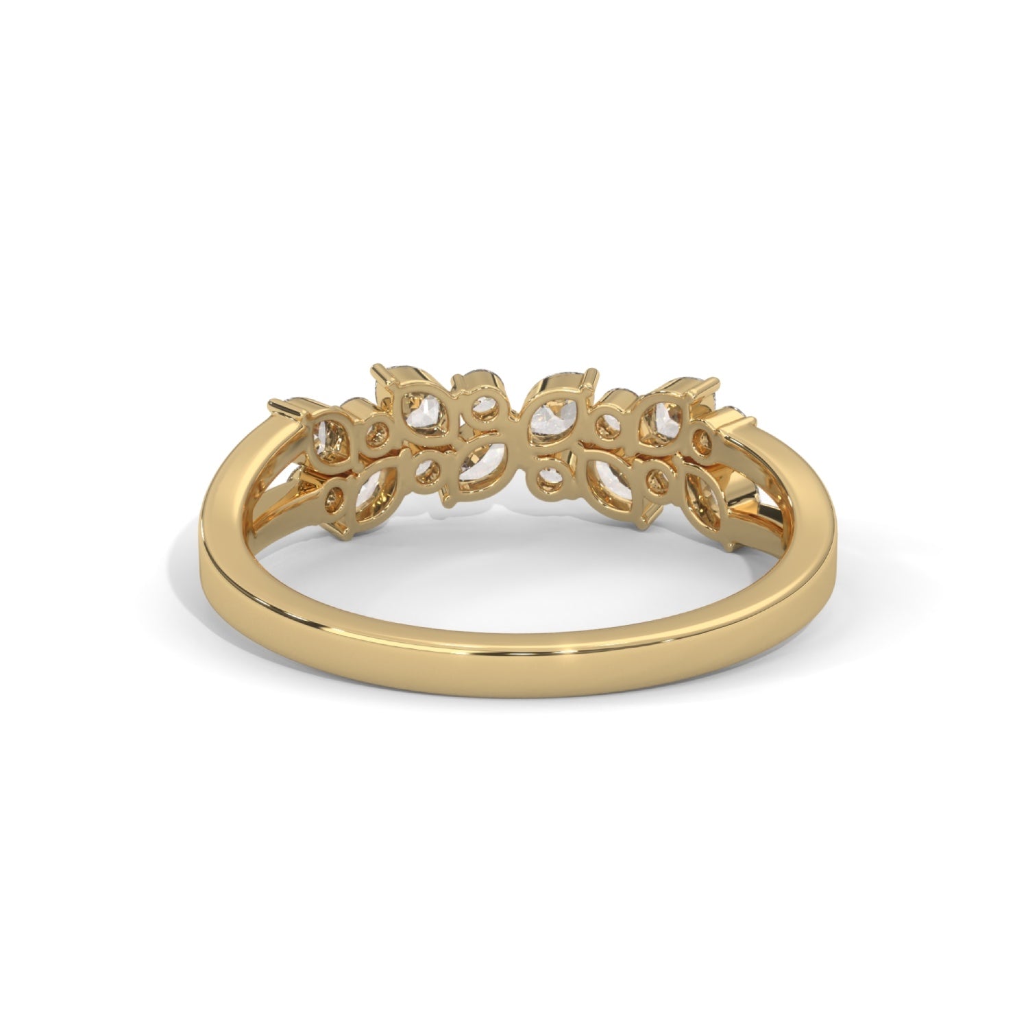 Marquise and Round Brilliant Cut Lab-Grown Diamond Stackable Cluster Ring in Yellow Gold