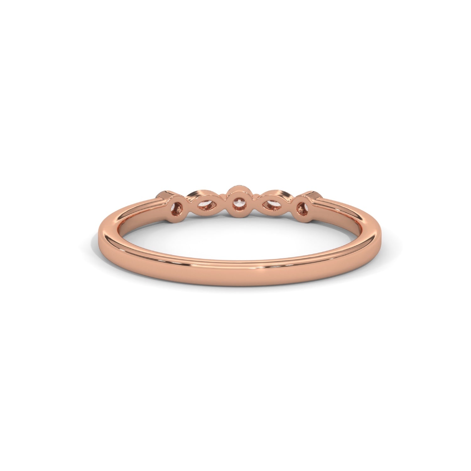 Marquise and Round Brilliant Cut Lab-Grown Diamond Stackable Ring in Rose Gold