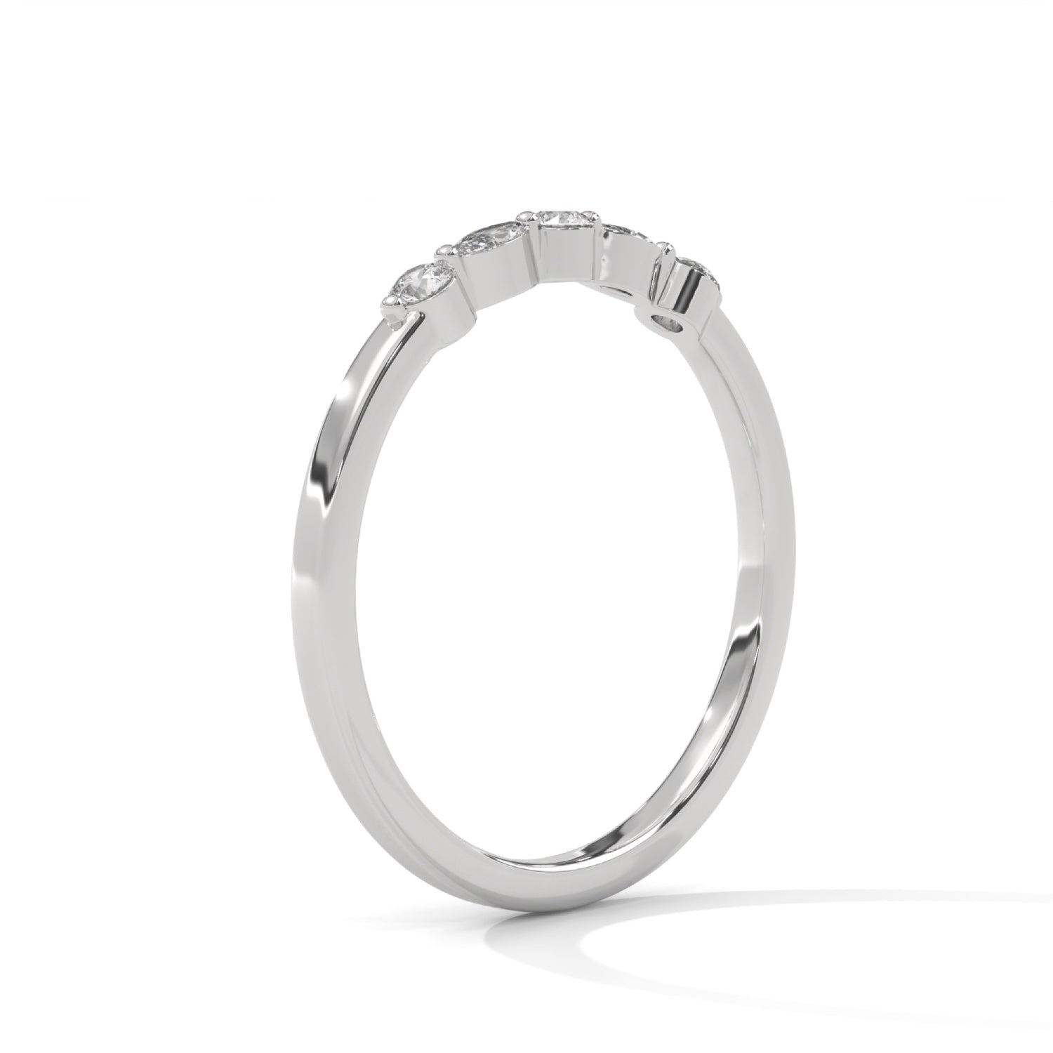 Marquise and Round Brilliant Cut Lab-Grown Diamond Stackable Ring in White Gold