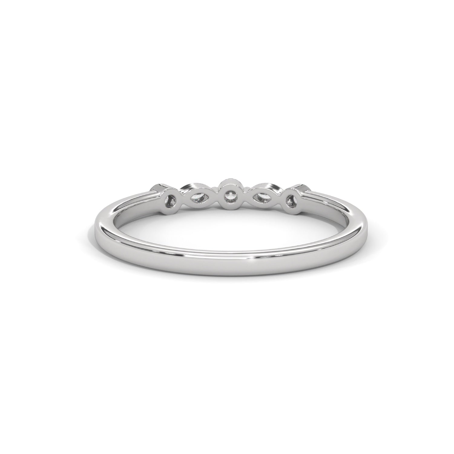 Marquise and Round Brilliant Cut Lab-Grown Diamond Stackable Ring in White Gold