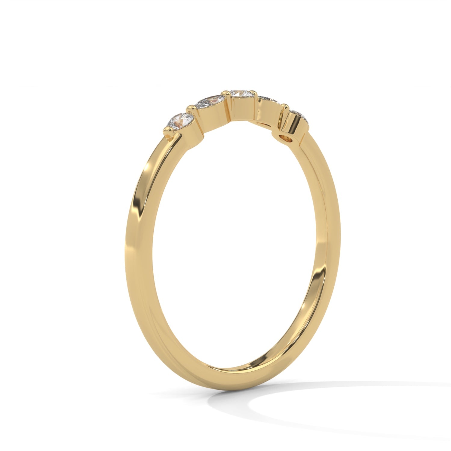 Marquise and Round Brilliant Cut Lab-Grown Diamond Stackable Ring in Yellow Gold