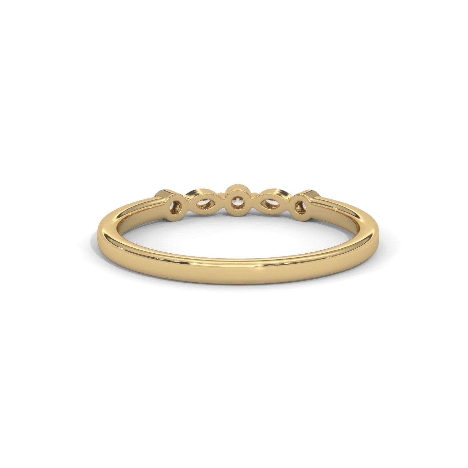 Marquise and Round Brilliant Cut Lab-Grown Diamond Stackable Ring in Yellow Gold