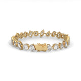Mixed Shape Lab-Grown Diamond Tennis Bracelet in Yellow Gold