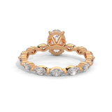 Oval-Shaped Lab-Grown Diamond Hidden Halo Scalloped Engagement Ring in Rose Gold