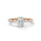 Oval-Shaped Lab-Grown Diamond Hidden Halo Scalloped Engagement Ring in Rose Gold